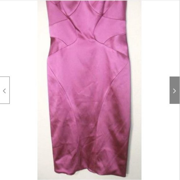 NWT Zac Posen Seam Detail Stretch Satin Cocktail Dress 6 - Picture 5 of 14
